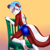 Size: 2000x2000 | Tagged: artist:d&g emporium, oc:travis (travis181), mustelid, skunk, anthro, boy, cub, male, slender, solo boy, solo cub, solo male, solo teen, teen, twink, young, colored, digital, fully shaded, suggestive, balls, bulge, chair, clothing, fur, green eyes, looking at you, red fur, smiling, solo, teeth, topless, white fur, white hair