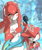 Size: 2271x2696 | Tagged: artist:user_czkd7544, mipha, sidon, marine, zora, anthro, boy, cub, female, male, young, legend of zelda, cel shaded, colored, digital, suggestive, age difference, aged down, breasts, brother, brother and sister, closed eyes, clothing, duo, front view, red body, siblings, sister, size difference, smiling, standing