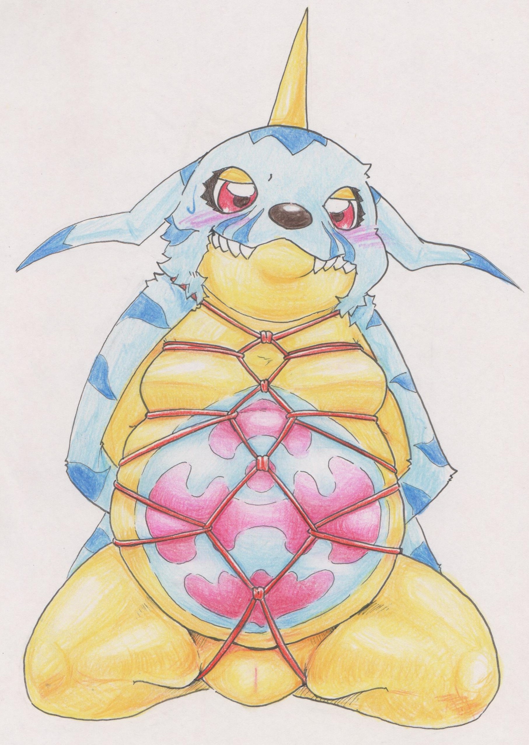 #12503 - artist:tabasuko, digimon (species), gabumon, anthro, chubby ...